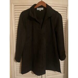 Tuckernuck Black Suede Margot Tunic  Top Faux Suede Lg